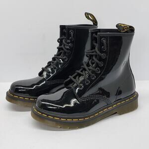 Dr. Martens 1460 W Shiny Gloss Black Patent Combat Boots Women’s Size 6 NWOT NEW